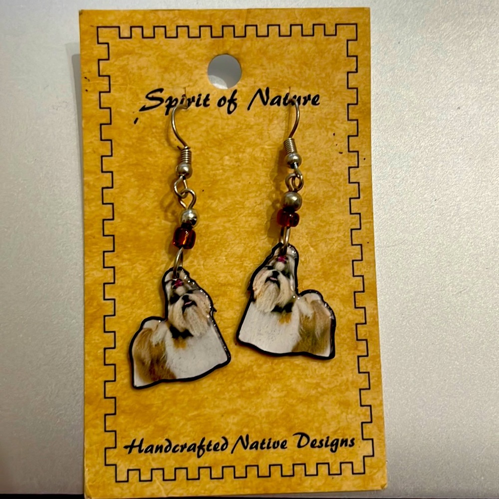 New Spirit of Nature Handcrafted Shitzu Dog Earrings
